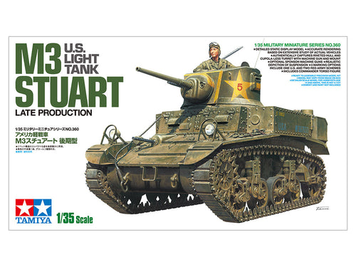 TAMIYA 1/35 SCALE U.S. LIGHT TANK M3 STUART LATE PRODUCTION PLASTIC MODEL