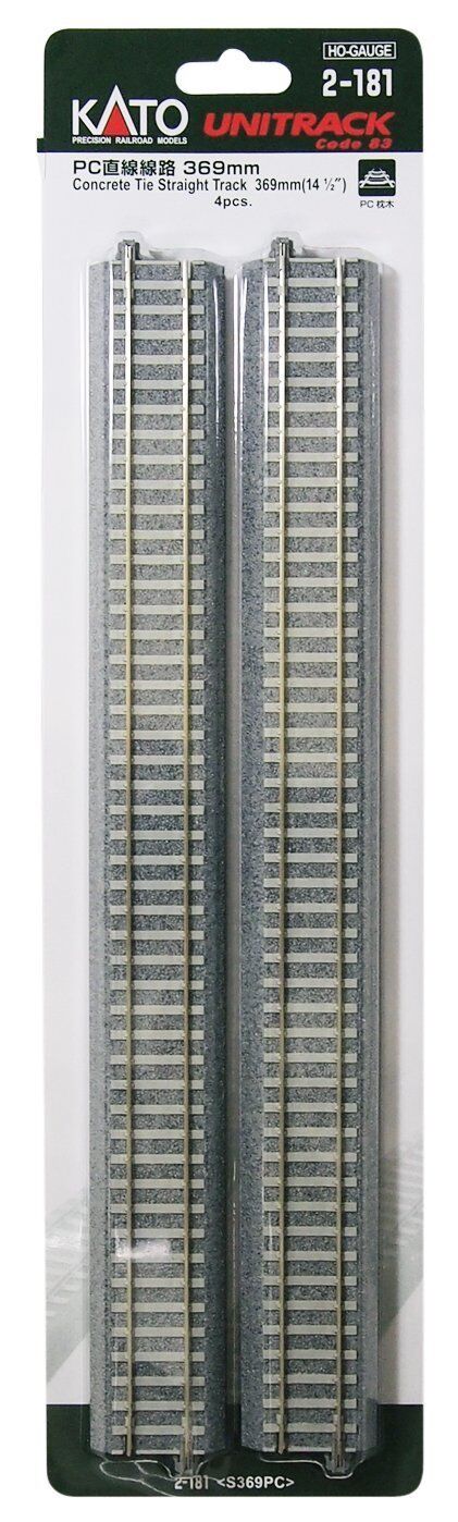 Kato 2-181 369mm (14 1/2”) Concrete Tie Straight Track 4949727058 HO Scale