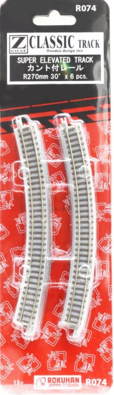 Rokuhan R074 CLASSIC TRACK Super Elevated Track R270mm 30 ° x 6 pcs (Z)