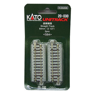 Kato 20-030 Unitrack 64mm 2 1/2" Straight Track 2 pcs N Scale
