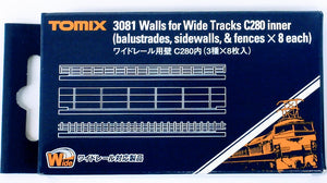 Tomix 3081 Walls for Wide Tracks S280 Balustrades Sidewalls & Fences 8 each (N)