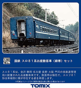 Tomix HO-9074 Suro 81 Series Ozashiki Passenger car (Green belt) Set (6 cars) HO