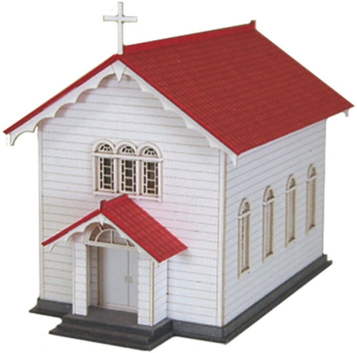 Sankei MP03-23 Church A - Custard Cream Color - Papercraft N Scale