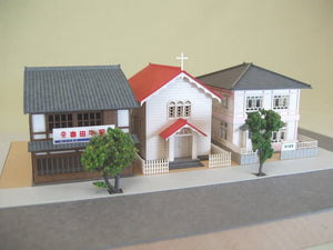 Sankei MP03-23 Church A - Custard Cream Color - Papercraft N Scale