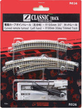 Rokuhan R026 CLASSIC TRACK Curved remote turnout Left hand) + R195mm 30 deg Trimmed Track (Z)
