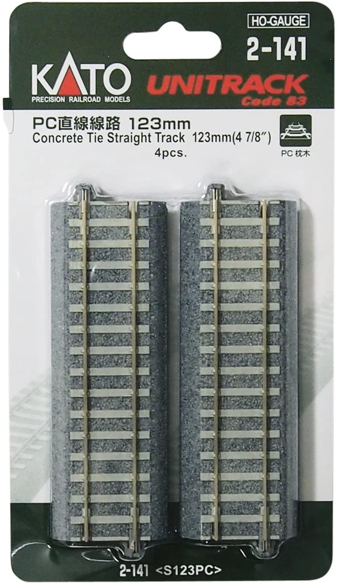 Kato 2-141 Concrete Tie Straight Track 123 mm (4 7/8) 4pcs (HO)