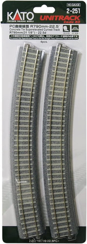 Kato 2-251 PC Curve Track R790-22.5 4 pcs HO Scale