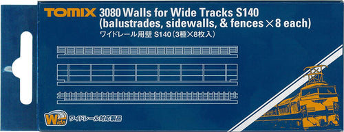 Tomix 3080 Walls for Wide Tracks S140 Balustrades Sidewalls & Fences 8 each (N)