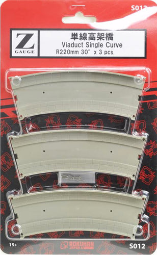 Rokuhan S012 Viaduct Single Curve R220mm 30 ° x 3 pcs (Z)