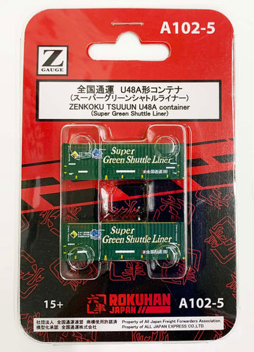 Rokuhan A102-5 ZENKOKU TSUUUN U48A Container (Super Green Shuttle Liner) Z Scale