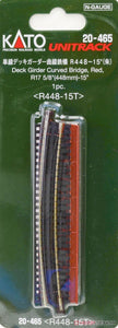 Kato 20-465 UNITRACK R448mm-15º Deck Girder Curved Bridge Red N Scale