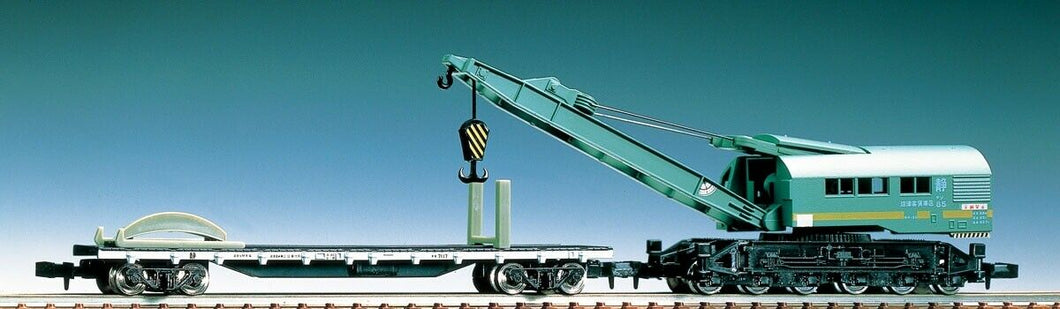 Tomix 2772 JNR Railway Crane Type So 80 Green with Flat Wagon 7000 N Scale