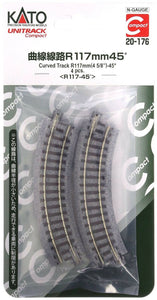 Kato 20-176 Compact R117mm 4 5/8" Radius 45º Curve Track N Scale